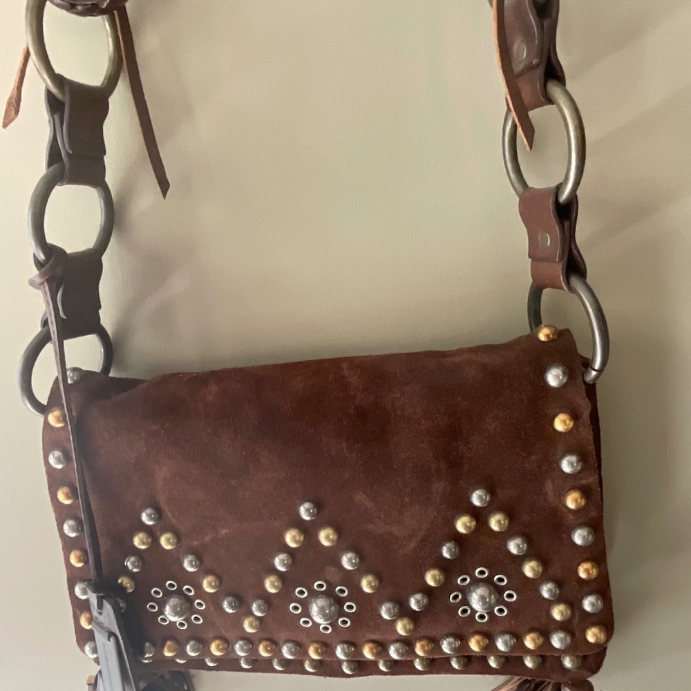 Vintage 90’s Dolce & Gabbana Suede,  Leather and Metal Shoulder Bag